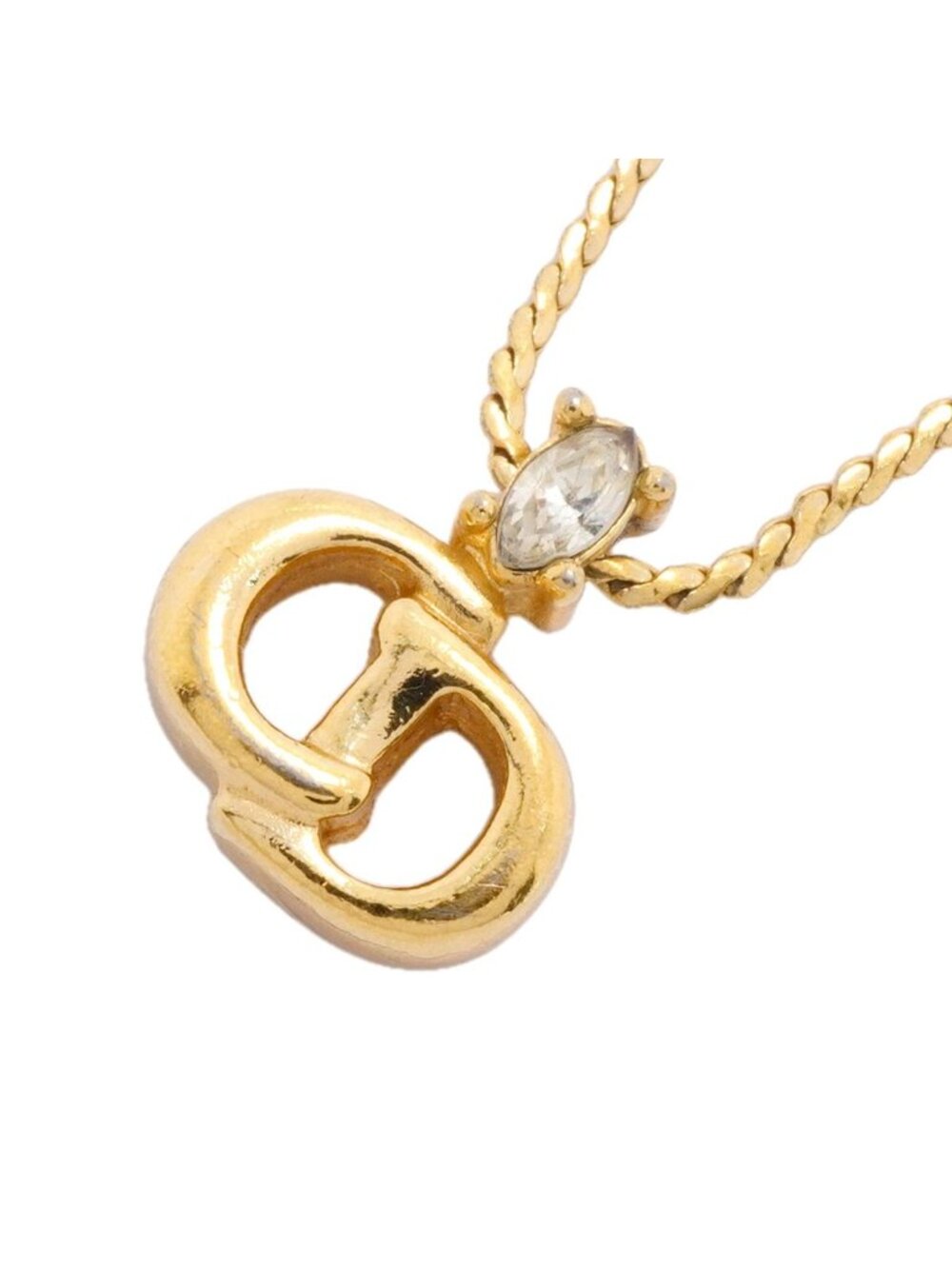 Dior Necklace CD Logo Gold Plated Rhinestone